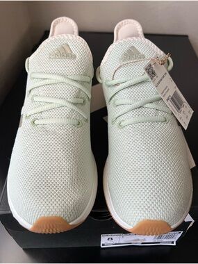 adidas Mint Green Knit Slip-On Sneakers with Gum Outsole